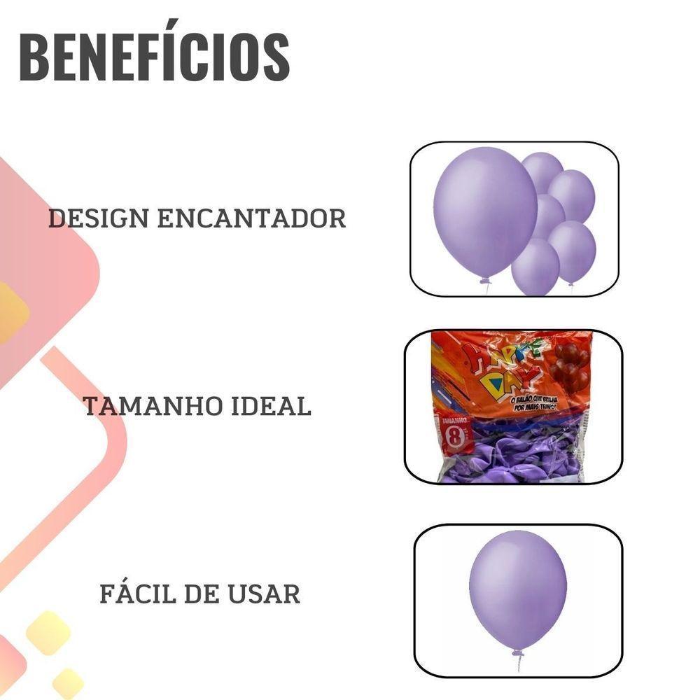 Balão De Látex Liso Lilás 8 Polegadas - 50 Unidades - 3