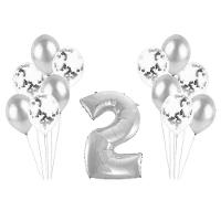 Kit Arranjo De Balões Número 2 Prata - 13 Itens - 1