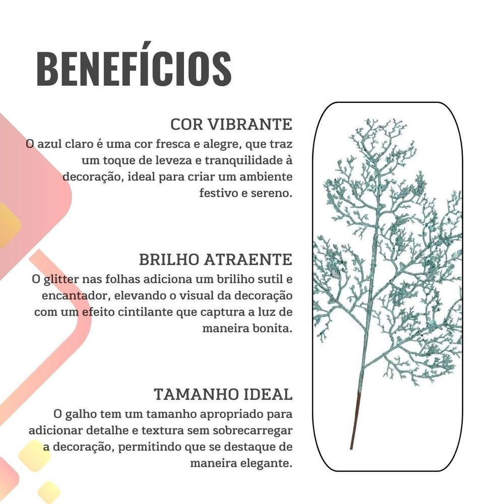 Galho Folhas Glitter Azul Claro Natal Decoração - 1 Unidade - 3