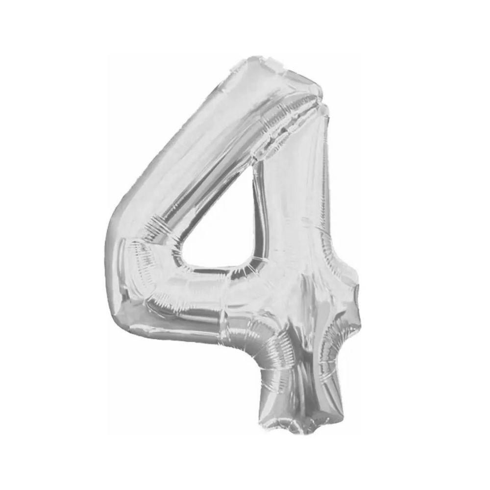 Kit Arranjo De Balões Número 4 Prata - 13 Itens - 2