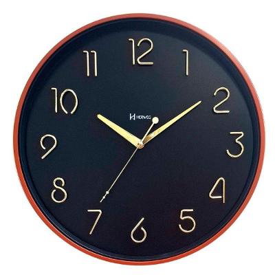 Relógio Herweg Silencioso Alto Relevo 34,6 Cm Ocre Marajo - Ocre Marajo