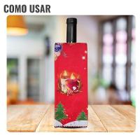 Saco De Tecido Natalino Para Garrafa De Vinho - 35cm - 3