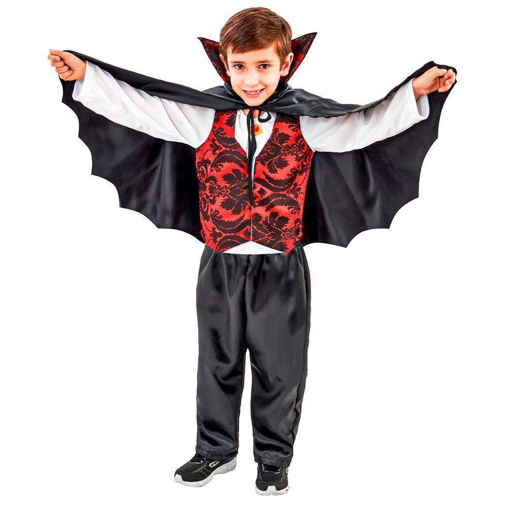 Fantasia Drácula Infantil Longa Com Capa Tamanho G - 1