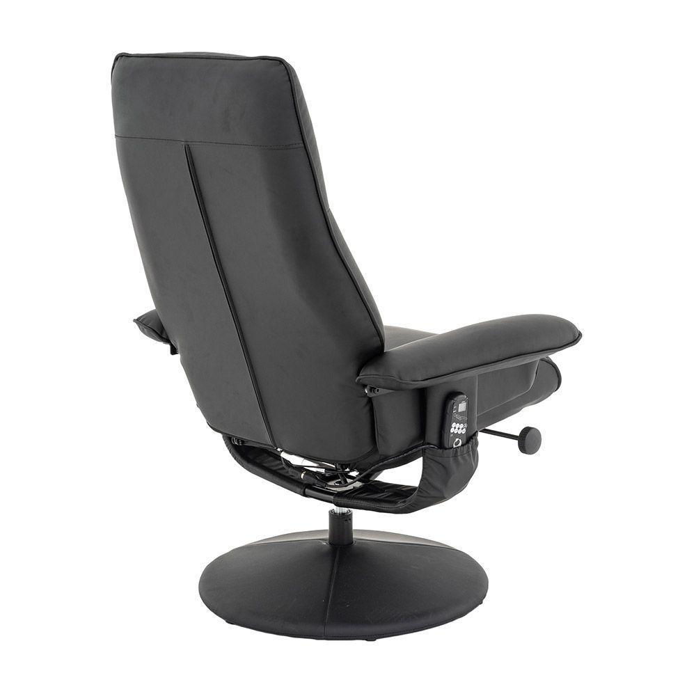 Poltrona De Massagem Reclinável E Giratória Detroit Com Apoio De Pés Pu Preto G56 - Laura Lar - 2