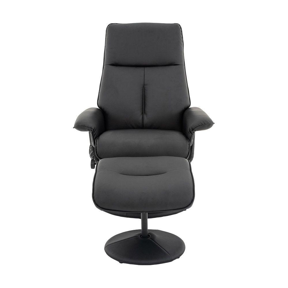 Poltrona De Massagem Reclinável E Giratória Detroit Com Apoio De Pés Pu Preto G56 - Laura Lar - 4