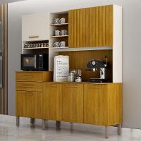 Armário De Cozinha Lian 7 Portas 2 Gavetas Nicho Mobilihouse Off White Acetinado/cinamomo - 1