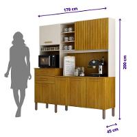 Armário De Cozinha Lian 7 Portas 2 Gavetas Nicho Mobilihouse Off White Acetinado/cinamomo - 2