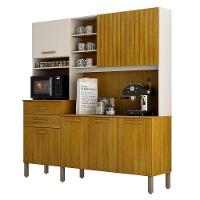 Armário De Cozinha Lian 7 Portas 2 Gavetas Nicho Mobilihouse Off White Acetinado/cinamomo - 5