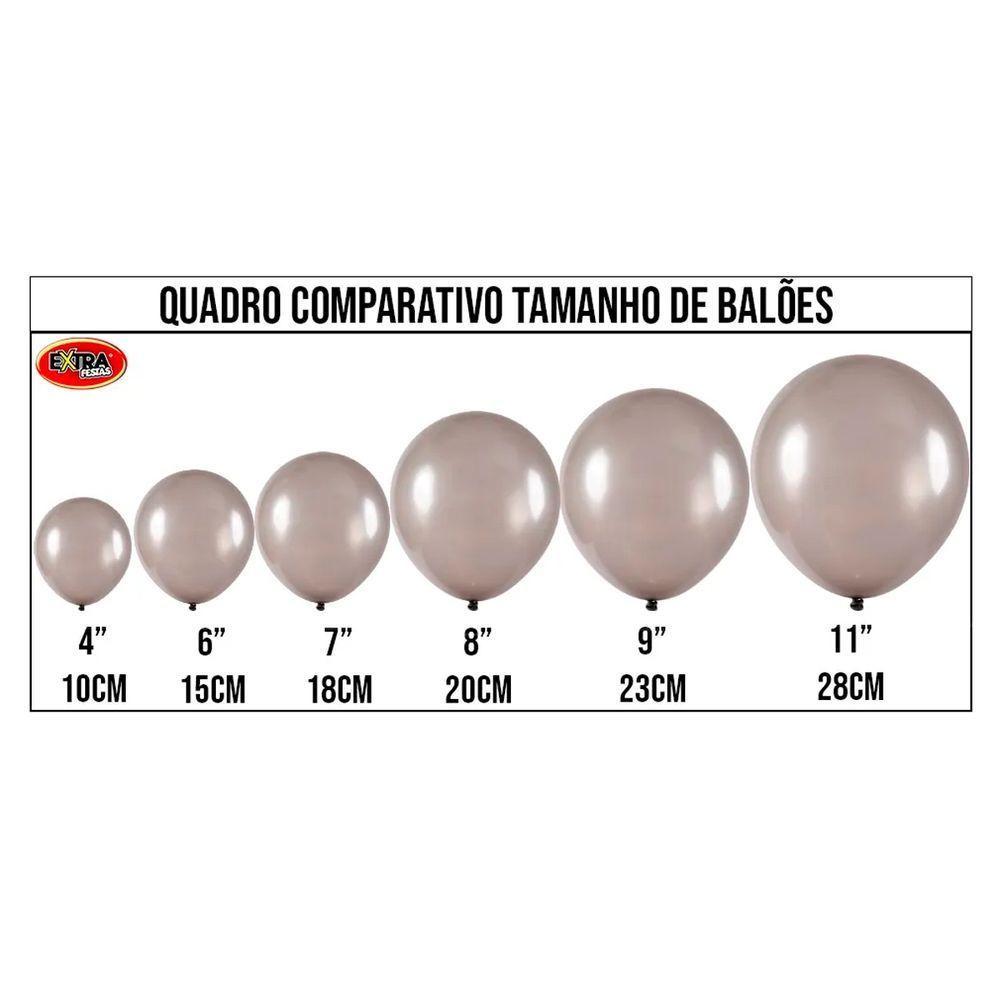 Balão De Látex Metalizado Prata - 7 Polegadas - 50 Unidades - 2