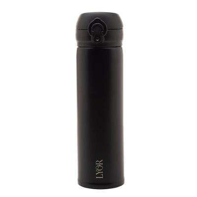 Garrafa Térmica Dupla Parede De Aço Inox Com Tampa Flip Preta 410 Ml 4683 - Lyor