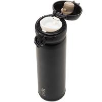 Garrafa Térmica Dupla Parede De Aço Inox Com Tampa Flip Preta 410 Ml 4683 - Lyor - 3