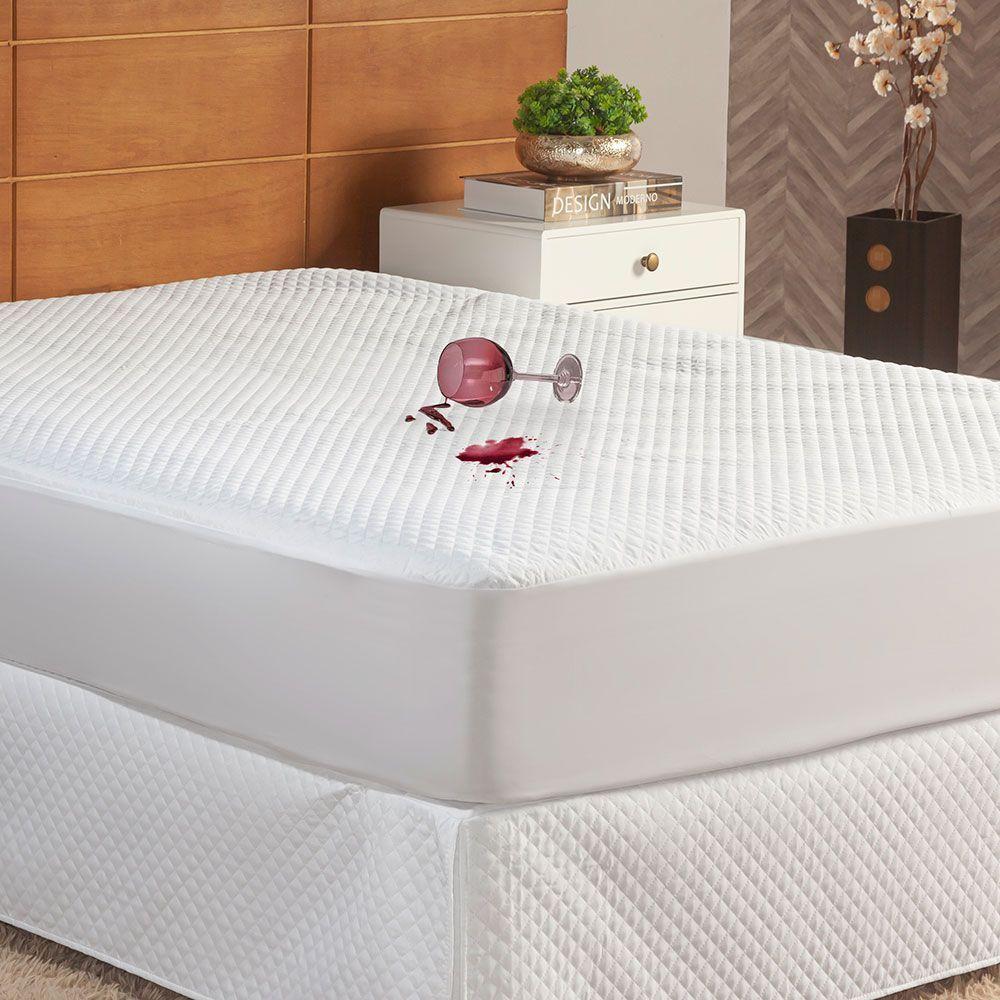 Protetor De Colchão Matelado Impermeável Casal 1 Peça 100% Poliéster - Branco - 2