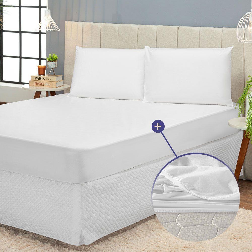 Protetor De Colchão Impermeável Solteiro 1 Peça 100% Polipropileno - Branco - 4