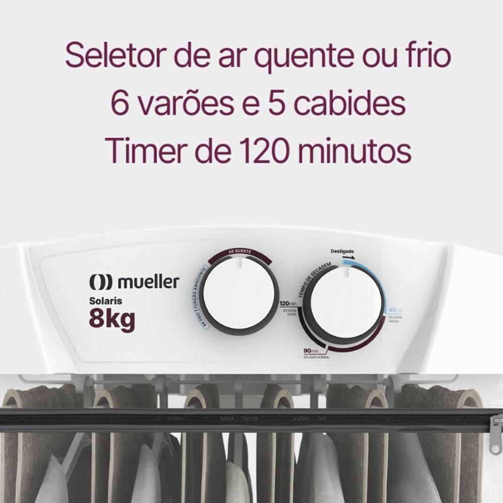 Secadora De Roupas Solaris Branca 8kg Com Timer Ar Quente E Frio 220V - 7