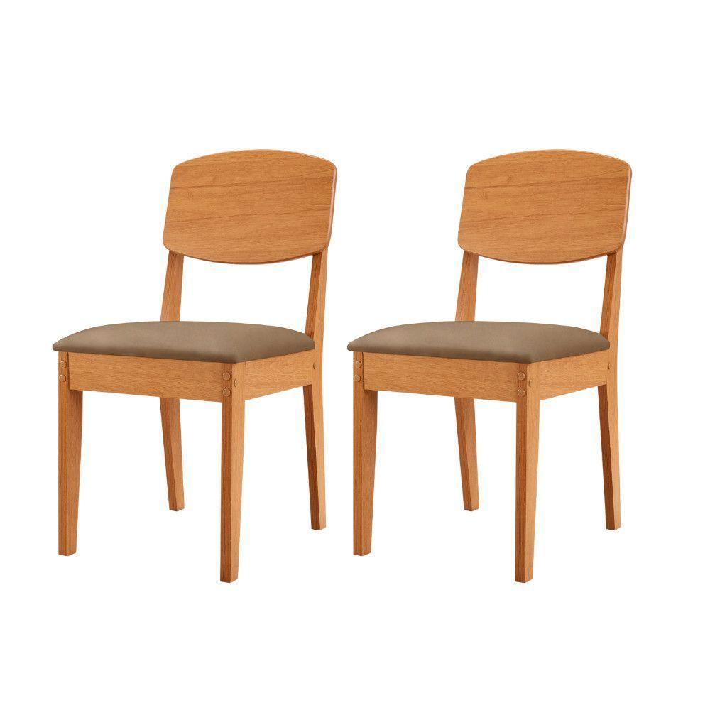 Conjunto Com 2 Cadeiras MDF Copper Para Sala De Jantar Moderna Veludo Capuccino/Naturalle - 1