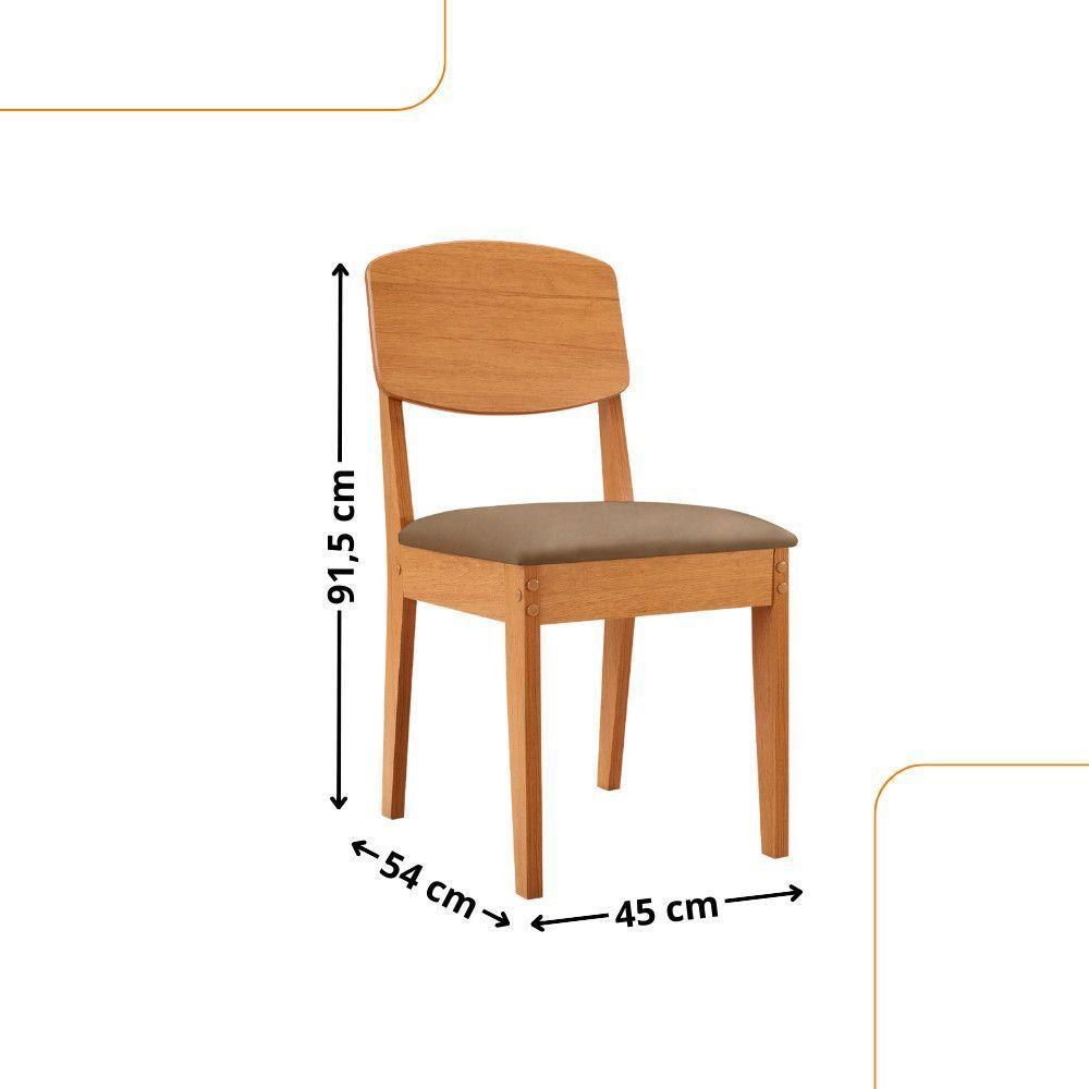 Conjunto Com 2 Cadeiras MDF Copper Para Sala De Jantar Moderna Veludo Capuccino/Naturalle - 3