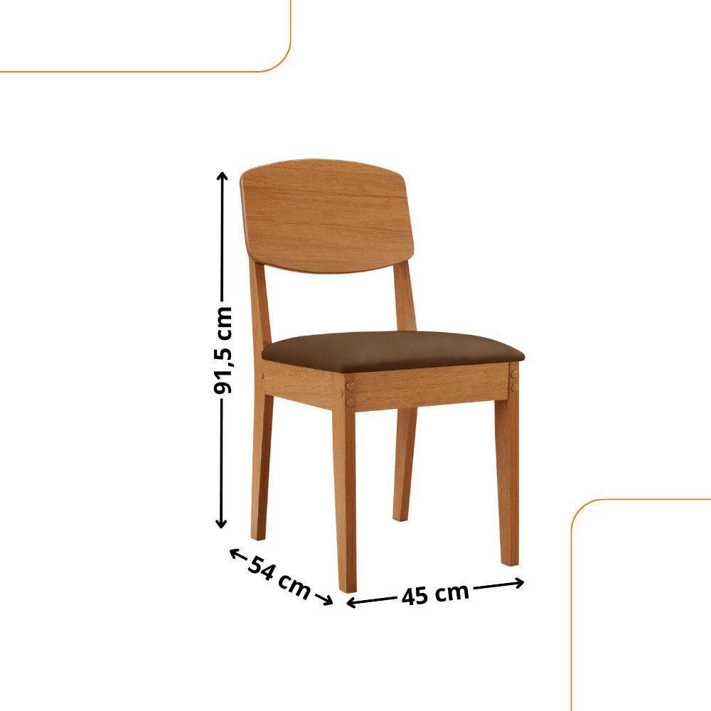 Conjunto Com 2 Cadeiras MDF Copper Para Sala De Jantar Moderna Veludo Marrom/Naturalle - 3