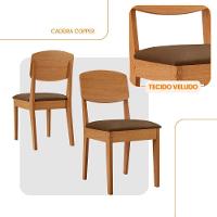 Conjunto Com 2 Cadeiras MDF Copper Para Sala De Jantar Moderna Veludo Marrom/Naturalle - 2