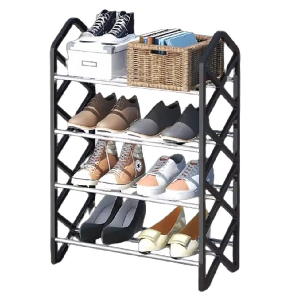 Sapateira Grande Organizador Desmontavel 8 Pares Sala Quarto Porta Hall 4 Prateleiras Multiuso Estante Sapato - 1