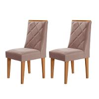 Conjunto Com 2 Cadeiras MDF Isadora Para Sala De Jantar Moderna Linho Capuccino/Naturale - 1