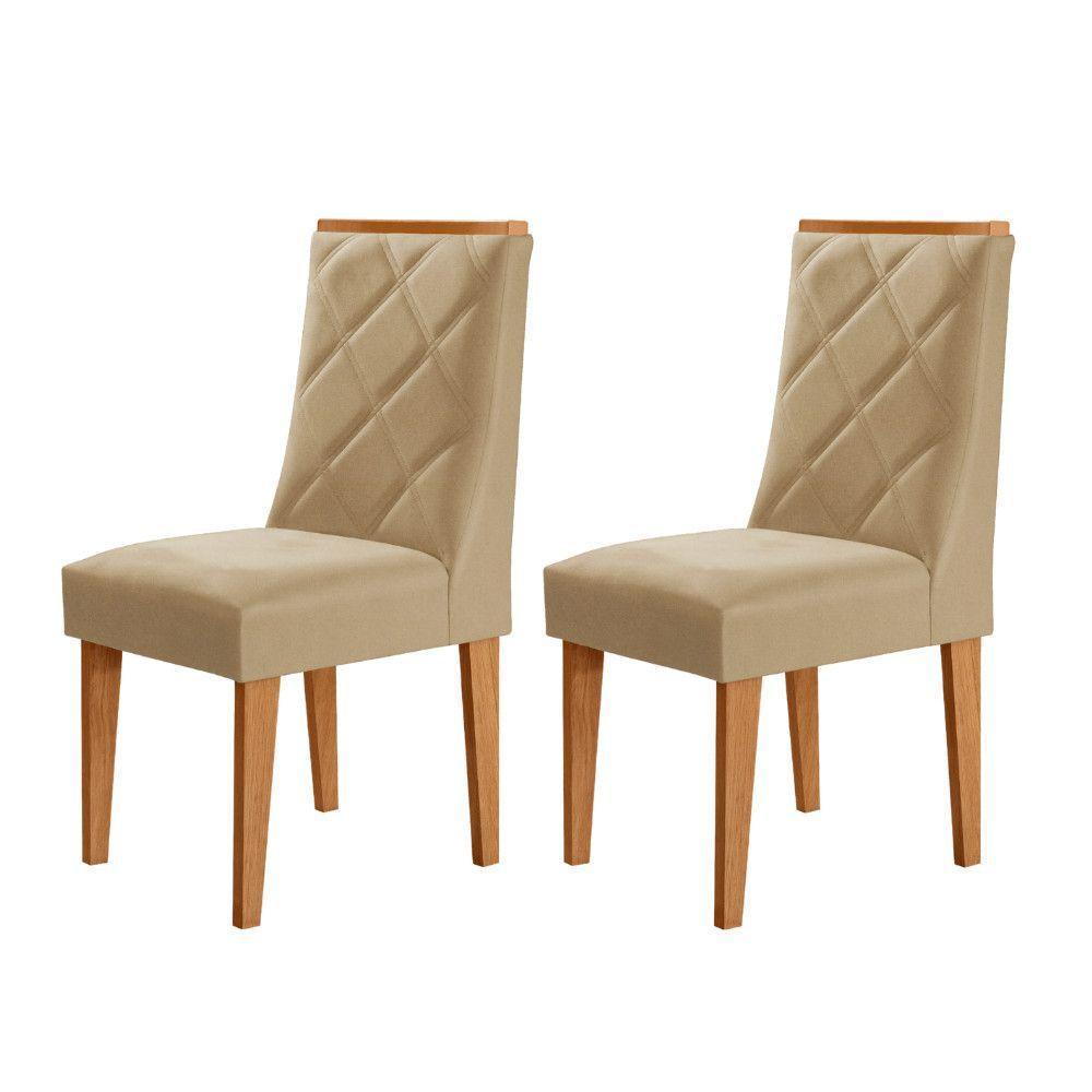 Conjunto Com 2 Cadeiras MDF Isadora Para Sala De Jantar Moderna Turim 07/Naturale - 1