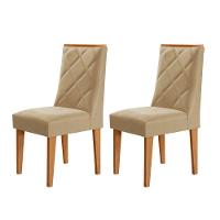 Conjunto Com 2 Cadeiras MDF Isadora Para Sala De Jantar Moderna Turim 07/Naturale - 1
