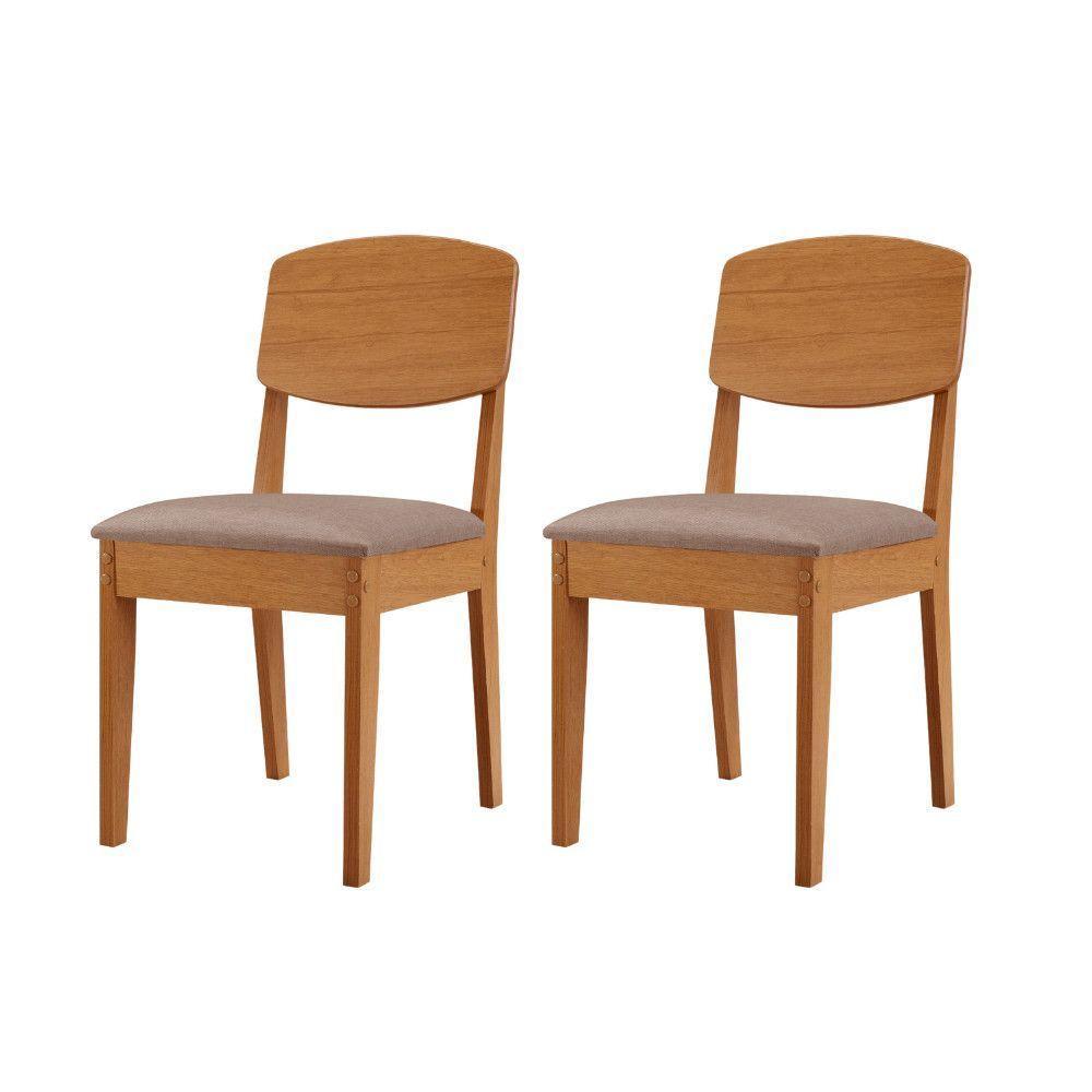 Conjunto Com 2 Cadeiras MDF Copper Para Sala De Jantar Moderna Linho Capuccino/Naturale - 1