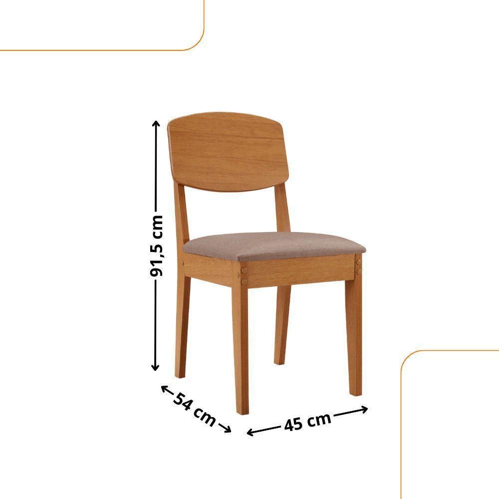 Conjunto Com 2 Cadeiras MDF Copper Para Sala De Jantar Moderna Linho Capuccino/Naturale - 3