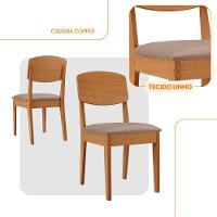 Conjunto Com 2 Cadeiras MDF Copper Para Sala De Jantar Moderna Linho Capuccino/Naturale - 2
