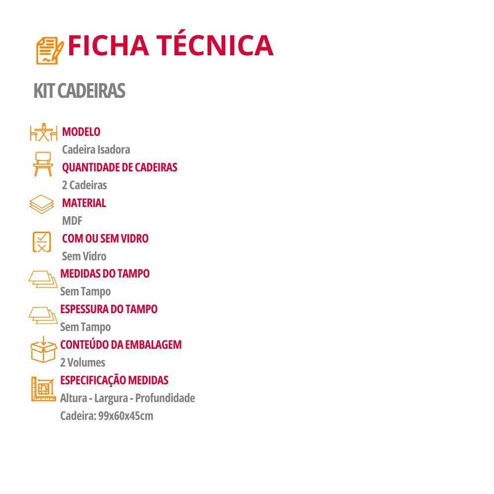 Conjunto Com 2 Cadeiras MDF Isadora Para Sala De Jantar Moderna Veludo Marrom/Naturalle - 4