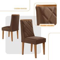 Conjunto Com 2 Cadeiras MDF Isadora Para Sala De Jantar Moderna Veludo Marrom/Naturalle - 2