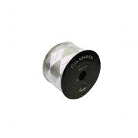 Fita Aramada Branco Com Prata Losango 9,14m Yj9906 Premium - Master Christmas - 2