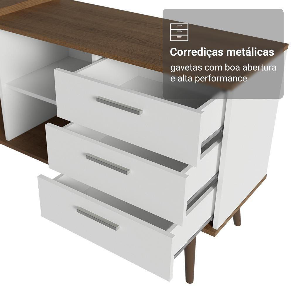 Mesa Para Computador Gamer Em L 3 Gavetas Branco/rustic Lisboa Madesa - 7