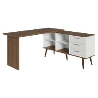 Mesa Para Computador Gamer Em L 3 Gavetas Branco/rustic Lisboa Madesa - 9