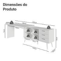 Escrivaninha Mesa De Estudos De Canto 3 Gavetas Branco Lisboa Madesa - 8