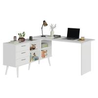 Mesa De Estudos Em L 3 Gavetas Branco Lisboa Madesa - 2