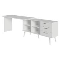 Mesa De Estudos Em L 3 Gavetas Branco Lisboa Madesa - 6