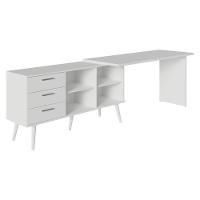 Escrivaninha Em L Mesa Para Computador Gamer 3 Gavetas Branco Lisboa Madesa - 10