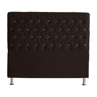 Cabeceira De Cama Box Paris Casal 140 Cm Botão Strass Suede Marrom Eli Móveis - 1