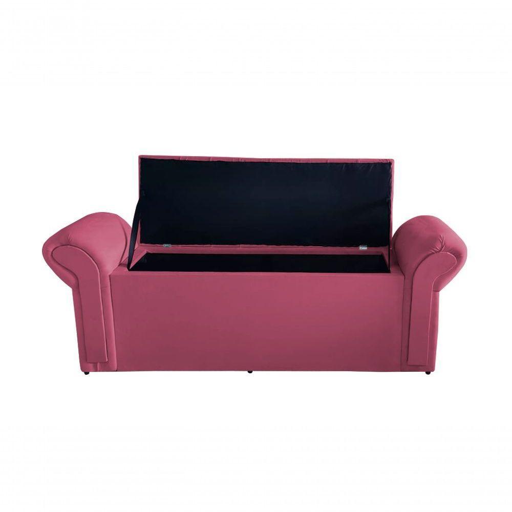 Kit De Quarto Cabeceira De Cama Box E Calçadeira Baú Dubai King 195 Cm Suede Rosa Bebê Eli Móveis E Decoração - 4