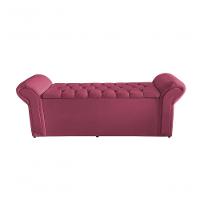 Kit De Quarto Cabeceira De Cama Box E Calçadeira Baú Dubai King 195 Cm Suede Rosa Bebê Eli Móveis E Decoração - 3