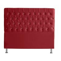 Kit De Quarto Cabeceira De Cama Box E Calçadeira Baú Bella Casal Queen 160 Cm Suede Botão Strass Vermelho Eli Móveis - 3