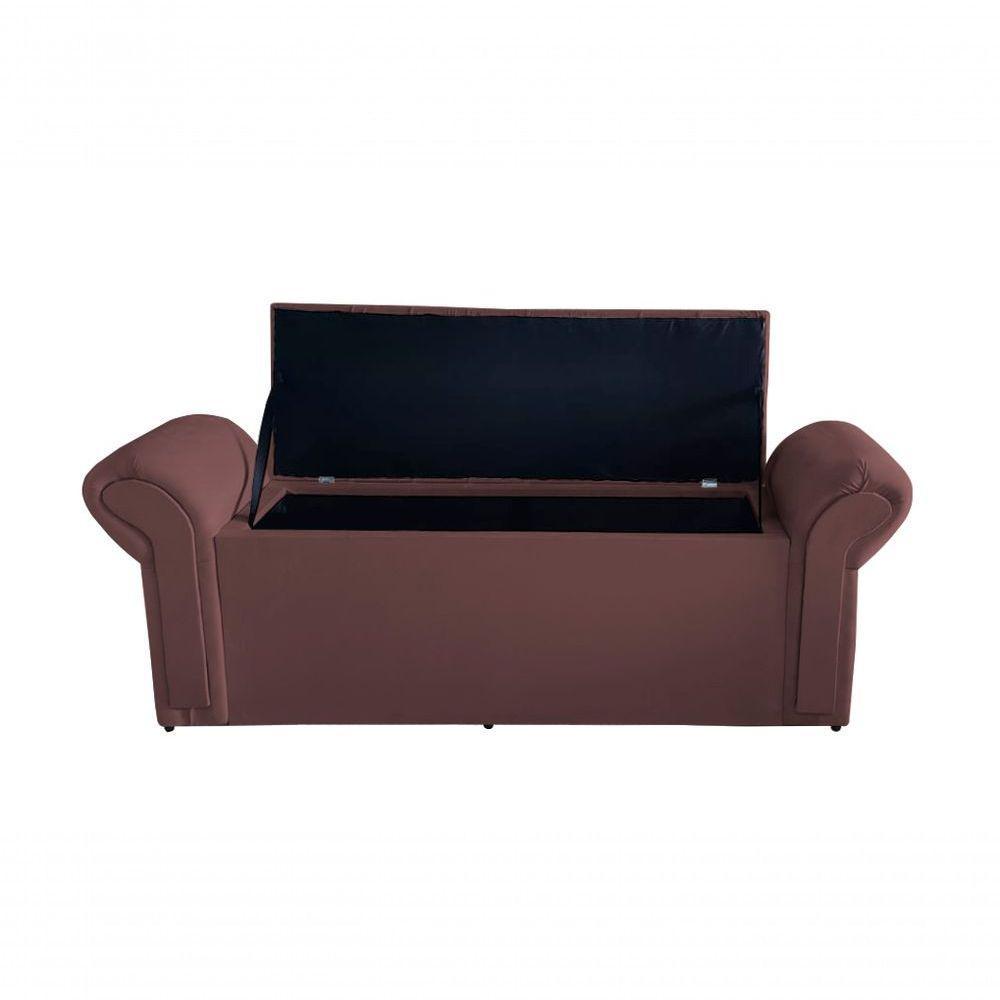 Kit Realeza Cabeceira De Cama Box E Calçadeira Baú Casal 140 Cm Suede Rosê Eli Móveis - 4