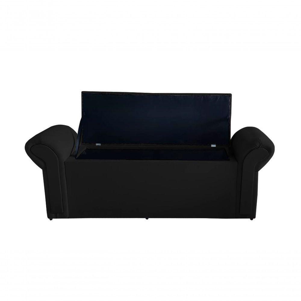 Kit Realeza Cabeceira De Cama Box E Calçadeira Baú King 195 Cm Suede Preto Eli Móveis - 4