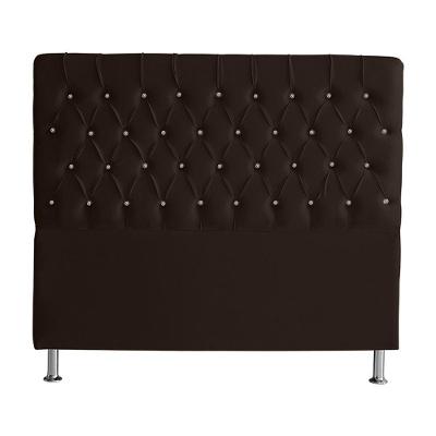 Cabeceira De Cama Box Bella Queen 160 Cm Suede Botão Cristal Marrom Eli Móveis E Decoração