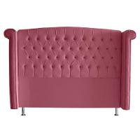 Kit Realeza Cabeceira De Cama Box E Calçadeira Baú Casal 140 Cm Suede Rosa Eli Móveis - 2