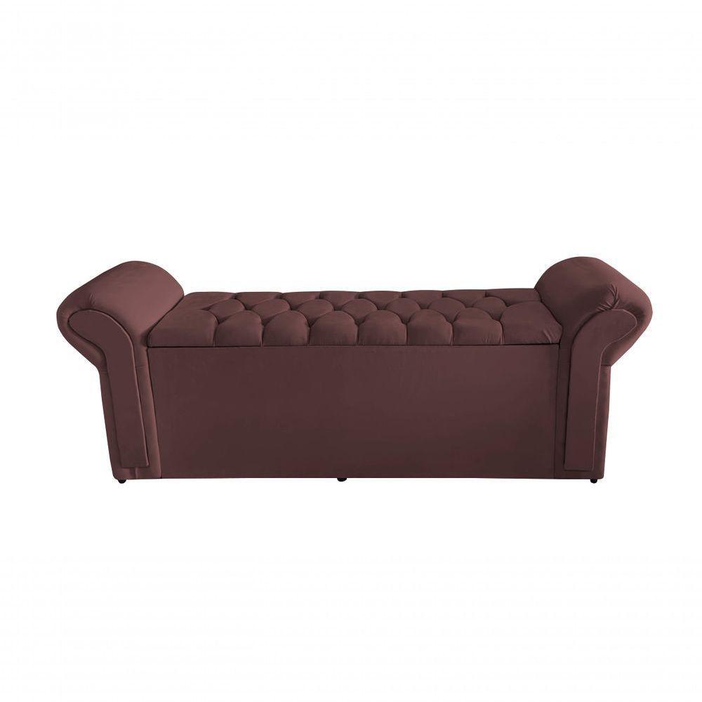Kit De Quarto Cabeceira De Cama Box E Calçadeira Baú Dubai King 195 Cm Suede Rosê Eli Móveis E Decoração - 2