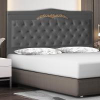 Cabeceira De Cama Box Helena King 195 Cm Capitonê Retro Botão Encapados Suede Grafite Eli Móveis - 2