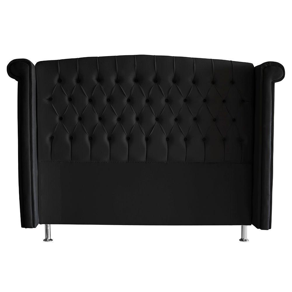 Cabeceira De Cama Box Toquio Casal Queen 160 Cm Suede Preto Eli Móveis E Decoração - 1