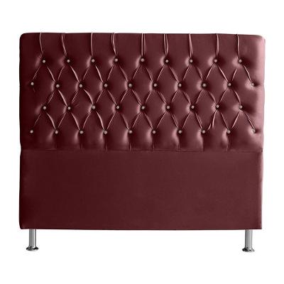 Cabeceira De Cama Box Bella Queen 160 Cm Suede Botão Cristal Vinho Bordo Eli Móveis E Decoração